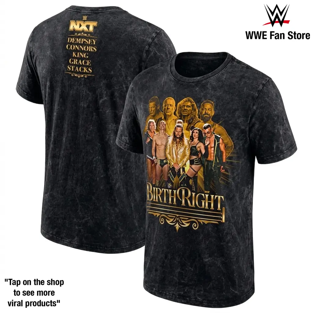 Men's Black WWE NXT BirthRight Legacy Photo T-Shirt, Lexis King, Charlie Dempsey, Uriah Connors, Arianna Grace & Channing "Stacks" Lorenzo, Second-Generation Wrestling Stars, NXT Faction Graphic Tee