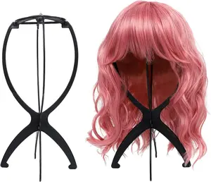 Wig Stand 2 Pack Wig Head Stand Portable Wig Holder Multiple Wigs Wig Stands Tripod Styling Wig Storage Black two Packs