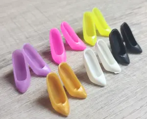 12 pairs of Fashion Doll Toy Gold High Heels