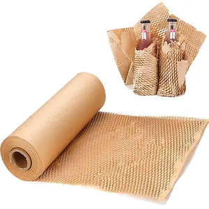 1 Roll Honeycomb Packing Paper, Perforated, Recyclable, Plastic-Free, Moving Supplies, Shipping & Moving, Fragile Stickers Included
