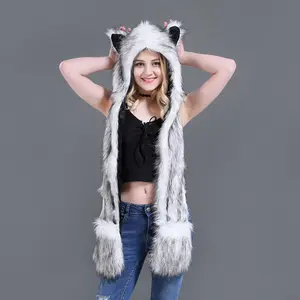 Plush Hat Scarf Gloves Three-Piece Set Cute Plush Hat with Adorable Ears Beanie Fitted for Chilly Days Soft Cozy Material Perfect for Any Occasion