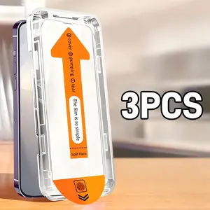 3pcs 4K Ultra HD Tempered Glass Screen Protector for iPhone 16 Pro Max 16e 15 14 Plus 13 12 Pro Max, Glossy Finish, 9h Hardness, Anti-Fingerprint