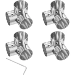 4-Pack Structural Pipe Connector, Right Angle Tee Pipe Fittings Stainless Steel Pipe Connector for OD 1" or 25 Pipe, Conduit Connectors