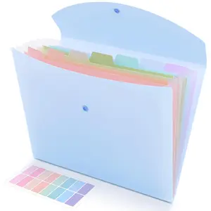 SKYDUE 8-Pocket Cute Accordion File Organizer - 13" x 10" x 0.7" Expanding Color-Coded File Folder with Colorful Tabs, Aesthetic School Supplies for Busy Students, Office Filing Use