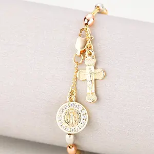 Saint Benedict Cross Bracelet - Rosario Prayer Charm for Festival & Fashion