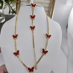 butterfly set for woman with extension necklace  fit 18 inch -20 inch  bracelet 6.5 to 8 inch.