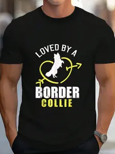 100% Cotton Vintage Loved By A Border Collie Dog Lover Best Friend Pet T-Shirt Women's Men's Graphic Tee Crew Neck summer vacation Tops