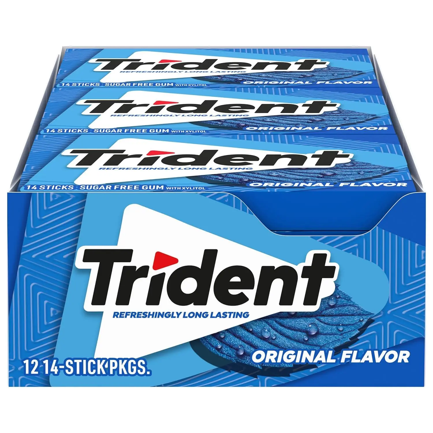 Trident Original Sugar-Free Chewing Gum - 12 Pack (14 Pieces Per Pack, 168 Total Count) - 11.26 oz Solid Ambient Gum for Tablet & Cupboard Storage