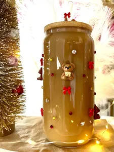 Holiday Charm Christmas Cups 2025 Limited Edition 4-Piece Set with Lids & Straws Gingerbread Baddie Miss Teddy Classic Teddy Sweet Treat Decorative Drinkware