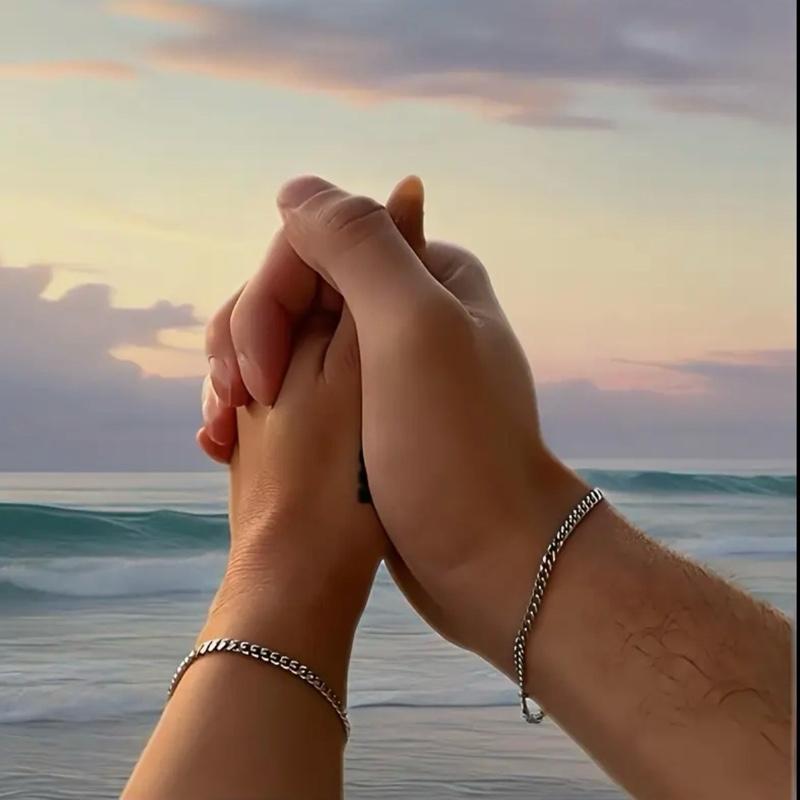 Permanent Couples Bracelets - Unisex Stainless Steel Hypoallergenic Gold/Silver Interlocked Bracelets with Adjustment Tool for Romantic Lifetime Promise - Perfect for Date Night or Anniversary - Perfect Birthday Gift