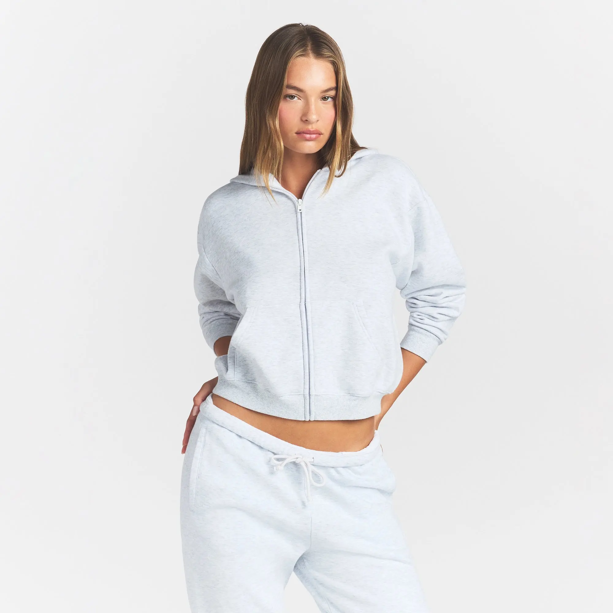 SKIMS COTTON FLEECE CLASSIC ZIP UP HOODIE
