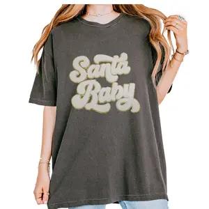 White Santa Baby Chenille Patch Vintage Soft Unisex T-shirt