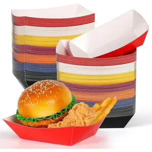 2lb Paper  Trays Boat 105 count Disposable Serving Tray Multicolor Candy Bowl   For Fries Snack Picnic Party Wedding Eating Concession Stand Supplies