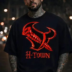 HTOWN SCREW GRAPHIC TEE - Black T-Shirt with Red Screw Logo for Men