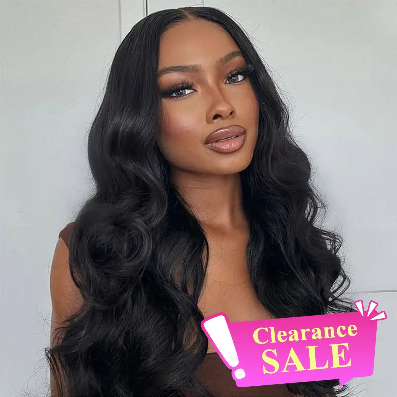 Clearance Sale Body Wave V Part Wigs For Beginner 100% Human Hair Wigs No Leave Out Install Ajustable Band 180% Density Full & Bouncy
