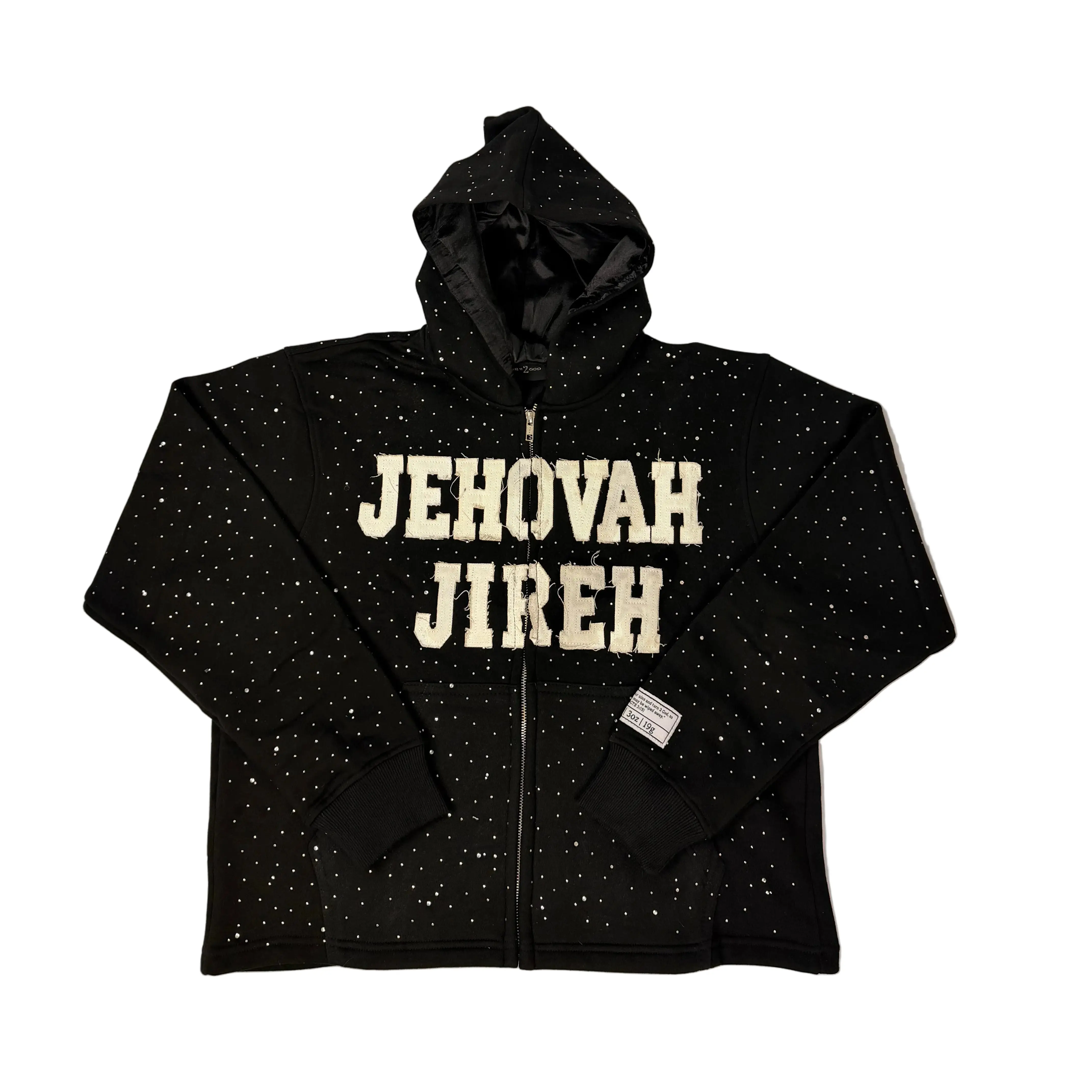 Black Rhinestone Hoodie (Jehovah Jireh)
