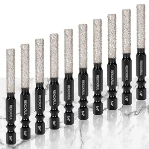 10-Pack 1/4 Inch 6mm Diamond Drill Bits Set Diamond Hole Saw for Drilling Milling, 1/4 Hex Shank Core Drill Bits for Ceramic Tile Glass Granite Marble Brick & Stone