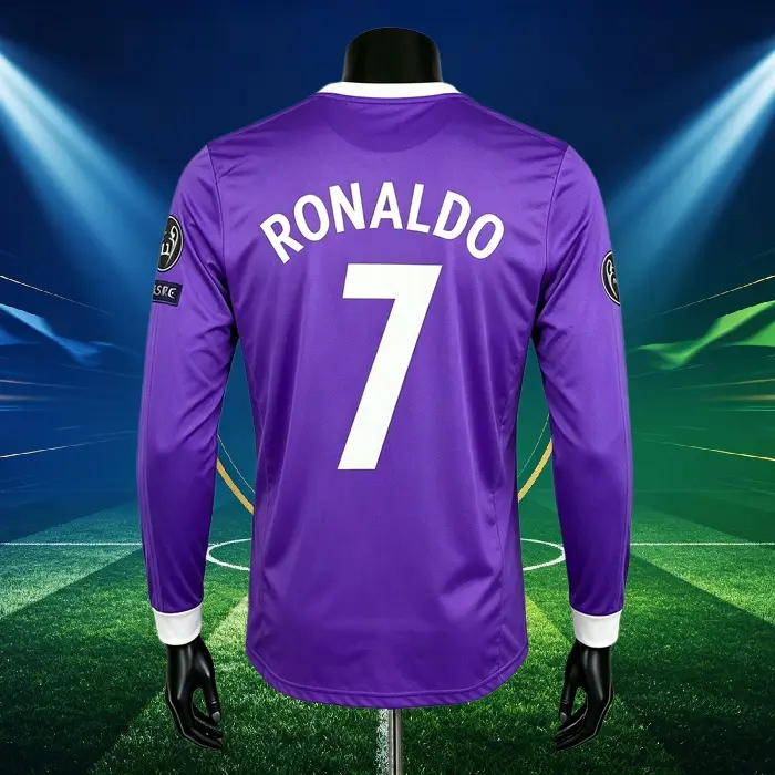 16-17 Away Purple No.7 Ronaldo Long Sleeve Soccer Jersey