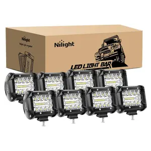 Nilight 8Pcs LED Pods 4Inch 60W Light Bar Flood Spot Combo Triple Row Driving Lamp Roof Bumper Off Road LED Work Lights Pods for Van Camper Wagon Car Pickup Golf Cart ATV UTV SUV Truck Boat 4x4  dealsforyoudays