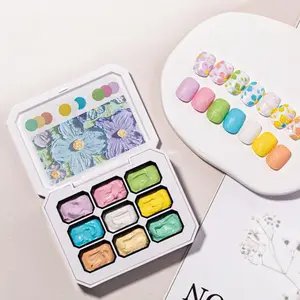 9 Color Gradient Nail Art Gel, 1 Box Wax Palette Nail Art Gel, High Saturation Trendy Nail Polish, Perfect Gift for Women & Girls, Nail Gel Set