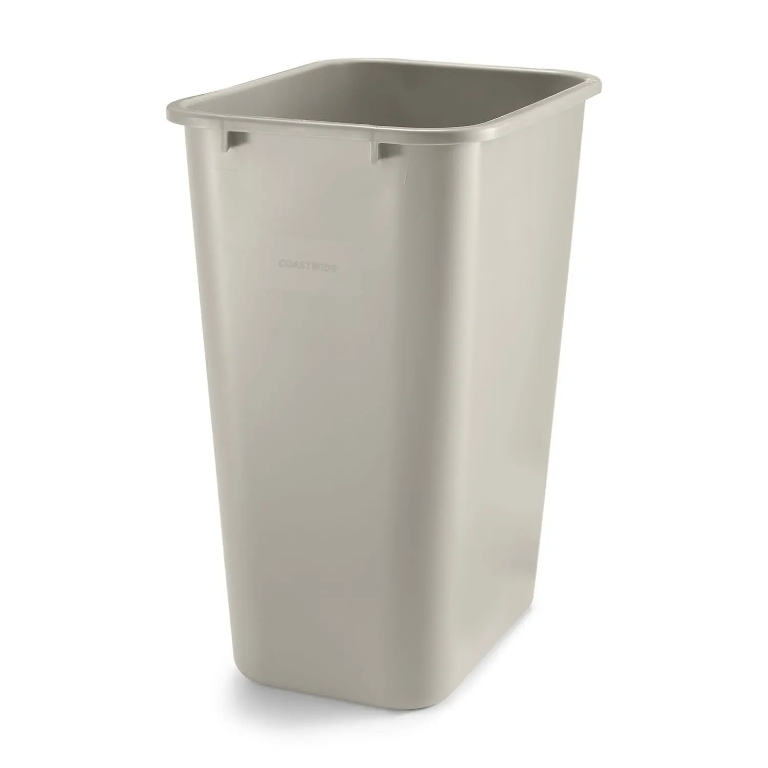 Effortlessly Maintain Cleanliness with the Coastwide Professional 10.25 Gallon Beige Soft Molded Wastebasket - Perfect for Offices and Commercial Spaces Bin Smooth