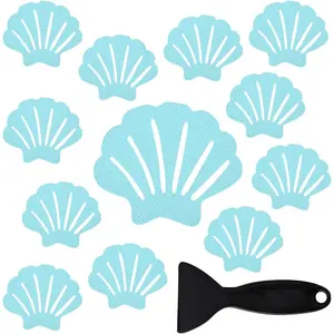 Original Bathtub Stickers Non-Slip, River-Mussel Safety Shower Treads Adhesive Appliques with Premium Scraper