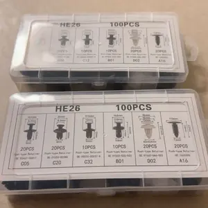 HE26 100pcs Universal Expansion Screw Clips Set for Automobiles Mudguard Leaf Plates Door Panel Clips C05 C20 C32 B01 D02 A16 Car Accessories