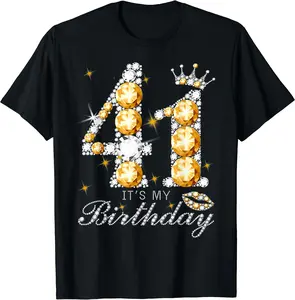 It's My 41th Birthday Queen 41 Years Old Shoes Crown Diamond T-Shirt
