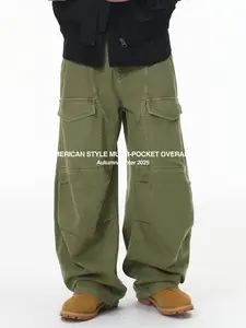 Inflation baggy pants Fashion American Style Multi-Pocket Work Pants Autumn New Trendy Retro Streetwear Cargo Pants Menswear Trouser fathers day gift