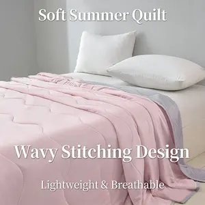 Lightweight Summer Quilt, Cool Breathable Stitched Craftsmanship, Soft Fabric for Hot Weather, Multiple Colors Available, Ideal for Bed Sofa Camping
