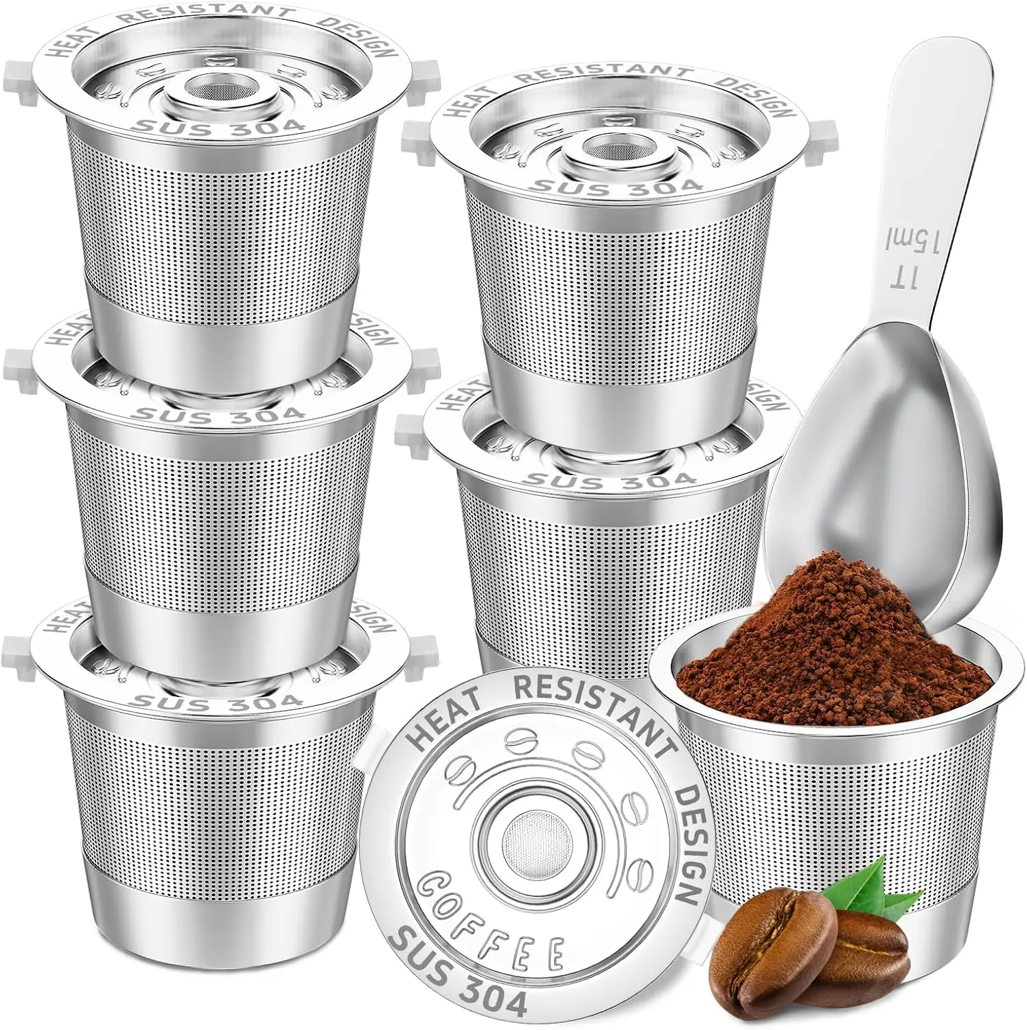 2 Pack Reusable K Cup for Keurig 1.0, Stainless Steel Reusable K Cups for Keurig 1 Prong Coffee Maker K Cup Reusable Coffee Pods with Heat Resistant Handles and Scoop, NO BPA