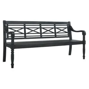 Lattice Backed Garden Bench in Dark Slate Grey Finish