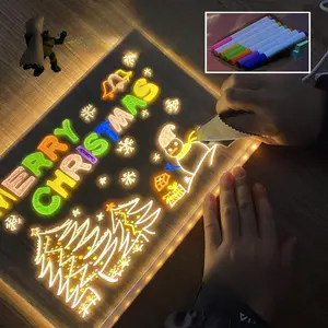 LED Drawing Board & Storybook Set, Montessori Early Education Toy, Reusable Coloring Board for Kids Aged 3-6, Christmas Gift Idea