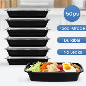 50 Pack 28 oz Meal Prep Containers Reusable with Lids, Sturdy Leakproof & Food Safe, Microwave, Freezer, Dishwasher Safe Prep Containers, To Go Take Out Plastic Food Storage, household items