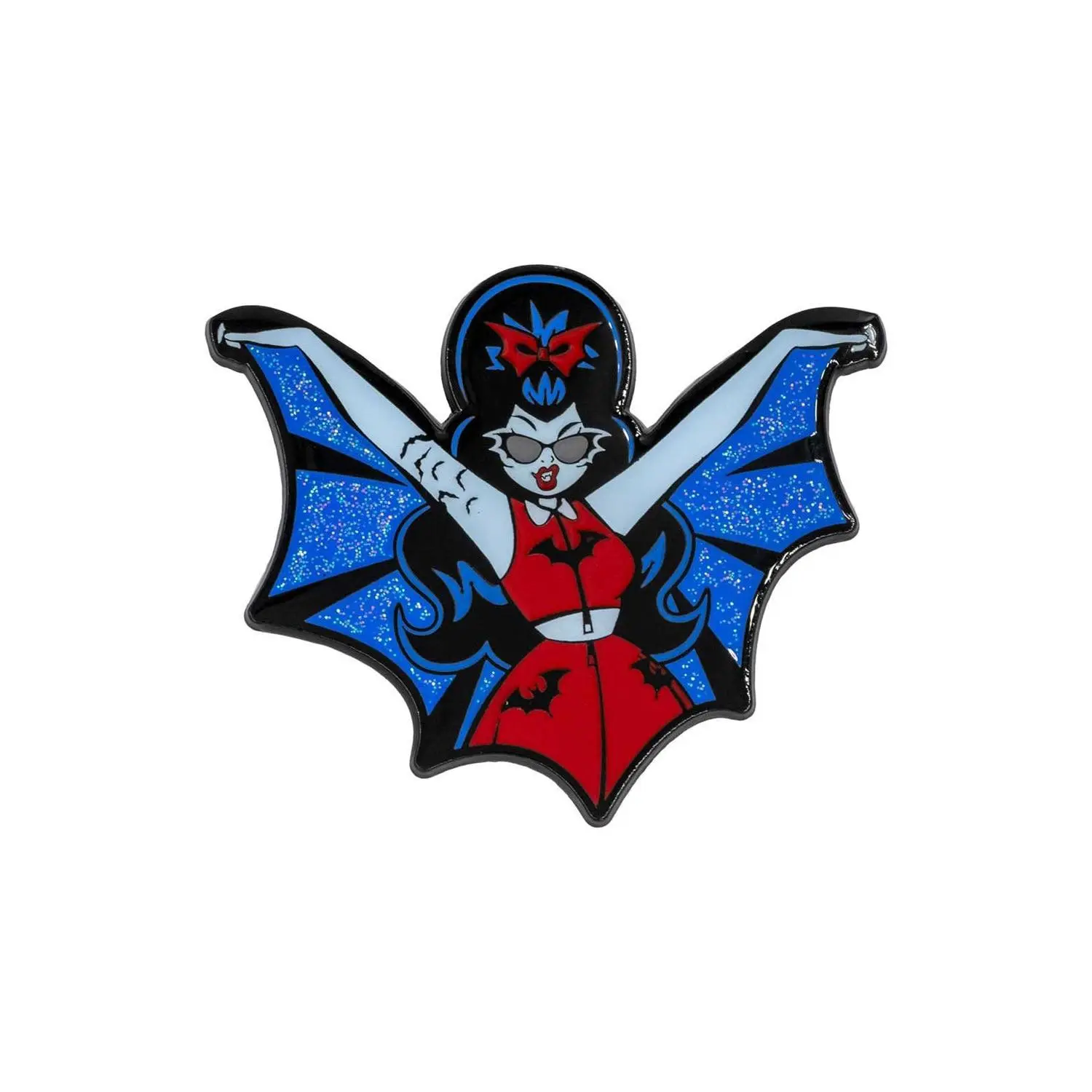 Vampire Girl Batwing Glitter Enamel Pin