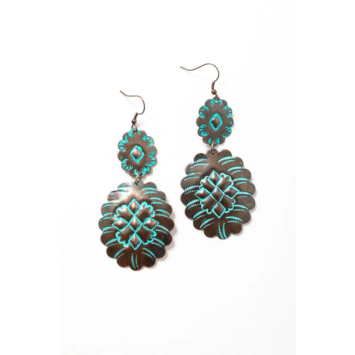 Turquoise Flower Drop Earrings for Women – Boho Floral Dangle Earrings, Lightweight Statement Jewelry, Vintage Western Style, Summer Beach Accessories, Gift for Her