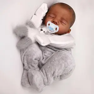[WOOROY] Reborn Baby Doll - 18 In Real Life Baby Doll African American Real Baby Boy, Lifelike Newborn Baby Doll Poseable Soft Body, Gift Set with Accessories for Kids Aged 3+