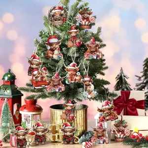 10-Piece Christmas Decoration Set, Wooden Hanging Ornaments, Festive Decorations for Home & Party, Holiday Season Essentials
