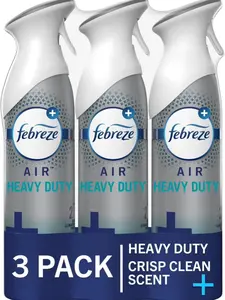 Febreze Air Mist Heavy Duty Crisp Clean Scent Odor Fighting Room Spray for Home Bathroom & Kitchen 8.8oz 3 Count Pack