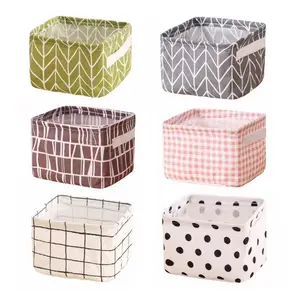 6Pcs Mini Storage Basket - 7.9"L x 6.3"W x 5.5"H Blend Storage Bins for Makeup, Book, Home Decor Canvas Organizers Bag - Home Improvement.