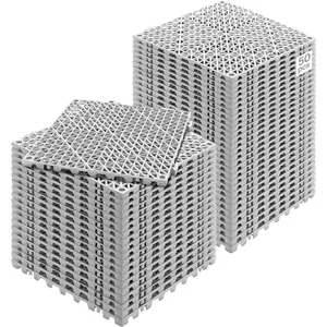 VEVOR 50PCS 12x12 in Gray Interlocking PVC Drainage Tiles, Soft Splicing Floor Tiles with Non-Slip Holes, for Restroom, Pool Wet Areas