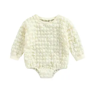 Baby Girl Fall Clothes Boho Frill Onesie Long Sleeve Bubble Romper Crewneck Sweater Infant Photoshoot Picture Outfits