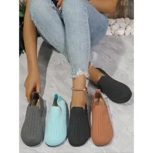 Women's Solid Color Slip-on Loafer Shoes, Casual Comfortable Breathable Flat Shoes for Daily Wear, Lightweight Non-slip Shoes for Women & Girls, Lightweight Loafers, Casual Flats