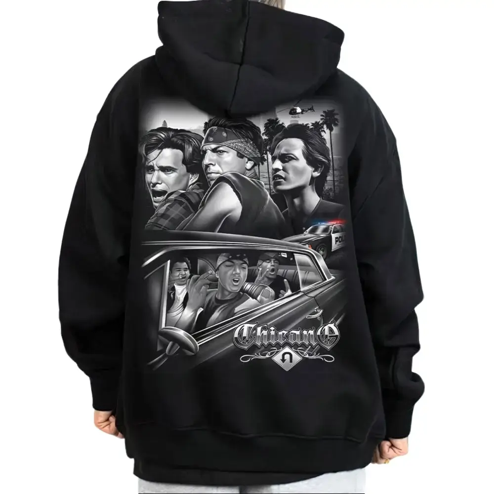 Men's Old Movie Vatos Locos Forever Graphic Hoodie - Chicano Cholo Gangster Streetwear, Lowrider Tops, Loose Unisex Menswear with Quality Fabric, Ideal Men's Gifts