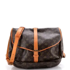 Pre-owned Louis Vuitton material Messenger Bags Saumur Handbag Monogram Canvas 35 by Rebag