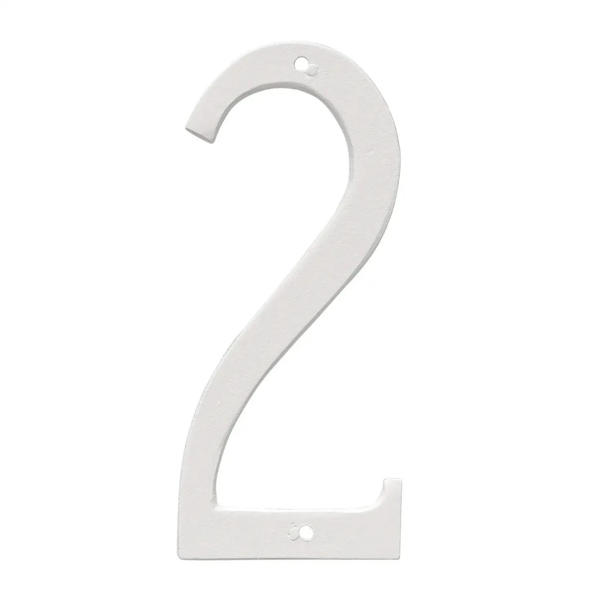 4 in. Basic Cut-Out Weatherproof White Aluminum Wall-Mount House Number 2, Home Decor Address Sign, Home Supplies Plaque