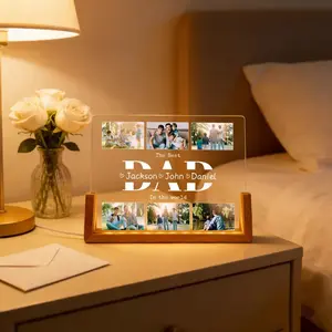 Personalized Photo Collage Night Light, Custom Dad LED Lamp, Father's Day Gifts, Custom Dad LED Lamp, Family Keepsake Gift, Grandpa's Gifts