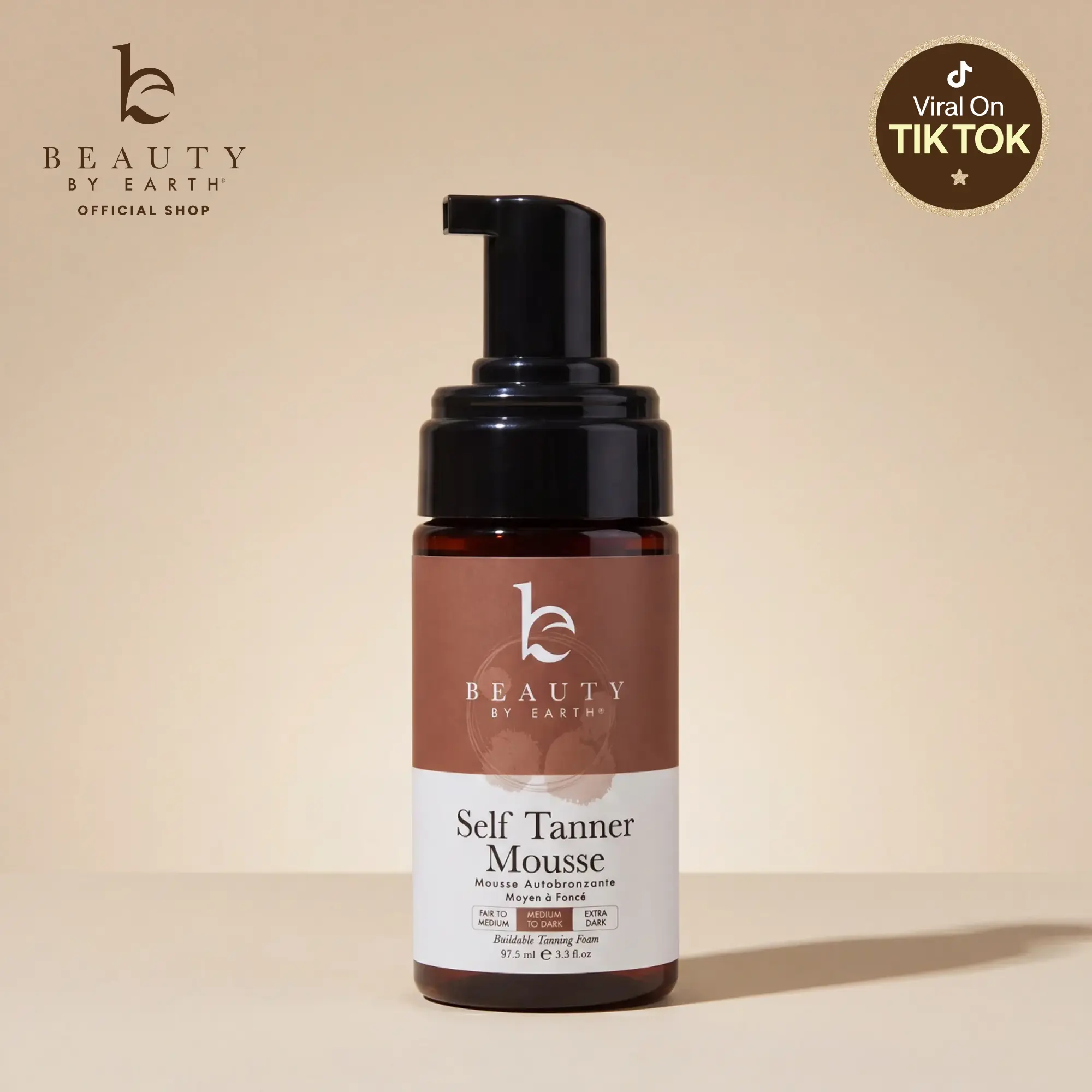 Beauty by Earth Self Tanner Body Mousse Travel Size - Best Gradual Self Tanner Clean Ingredients USA Made Cruelty Free Safe Tanning Foam Sunless Golden Streak Free Fake Tan Skincare Lightweight
