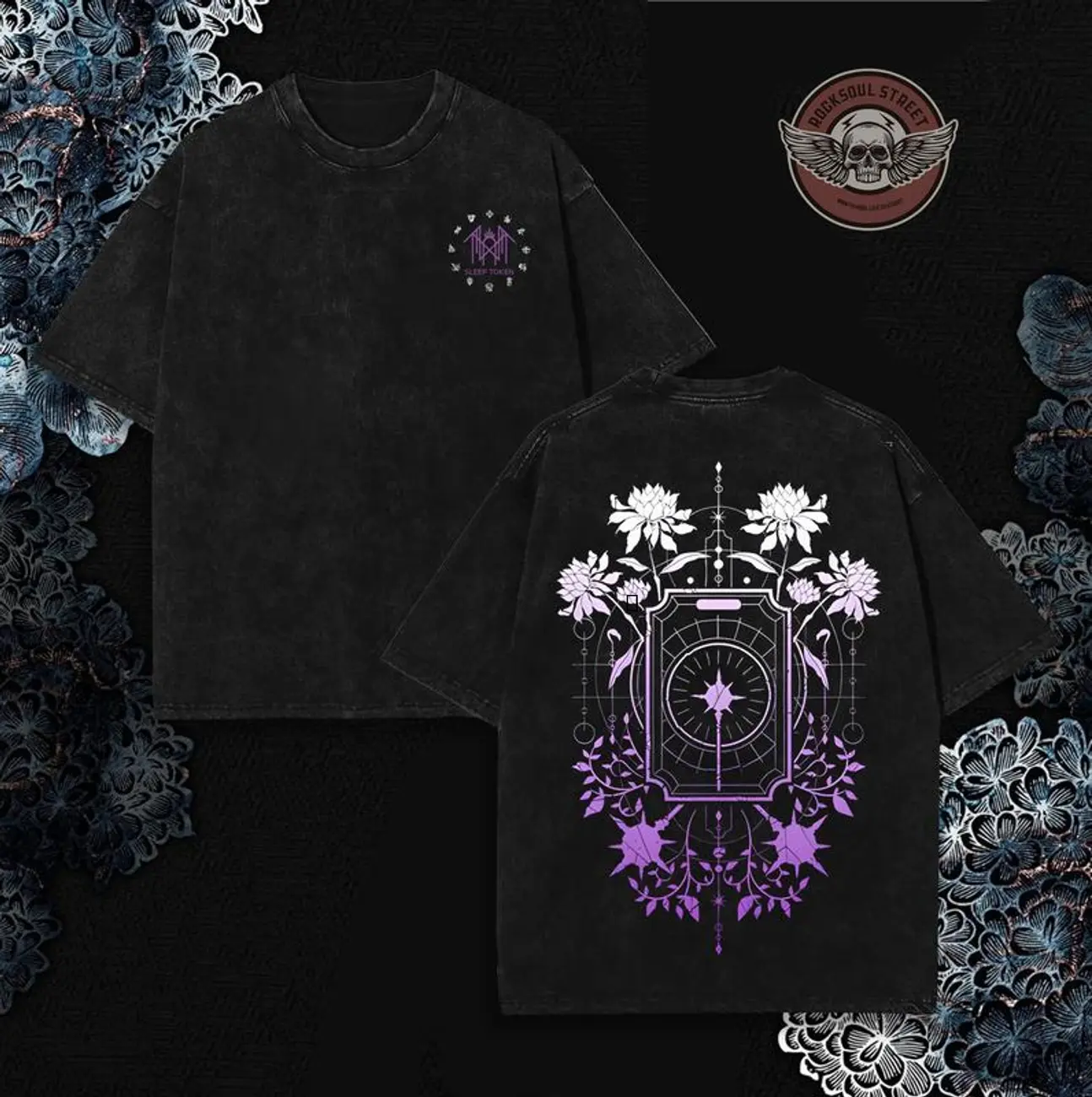 Sleep Token "Caramel" Purple Heavy Metal Shirt, Unisex Rock Band Washed Heavyweight Cotton T-shirt, Gift For Rock Music Lovers, Gothic Punk Emo Grunge Y2K Outfits