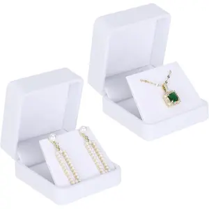 2 count  Earring  Box, Small  Earring Storage Holder Display Boxes For Earring Stud Necklace,  Showcase With Stereo Display Cardboard (WHITE)